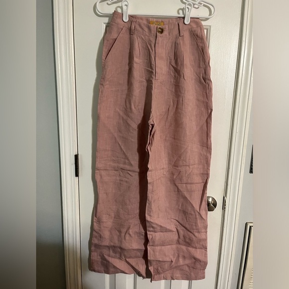 VRG GRL 100% linen pink trousers size 4 - Picture 1 of 4